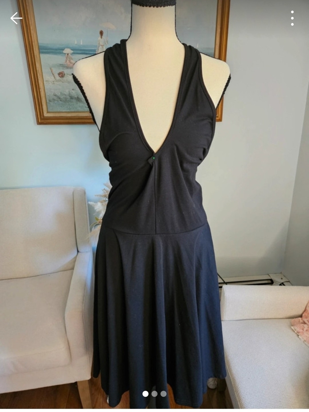 Strapless Black V-Neck Fit-and-Flare Dress